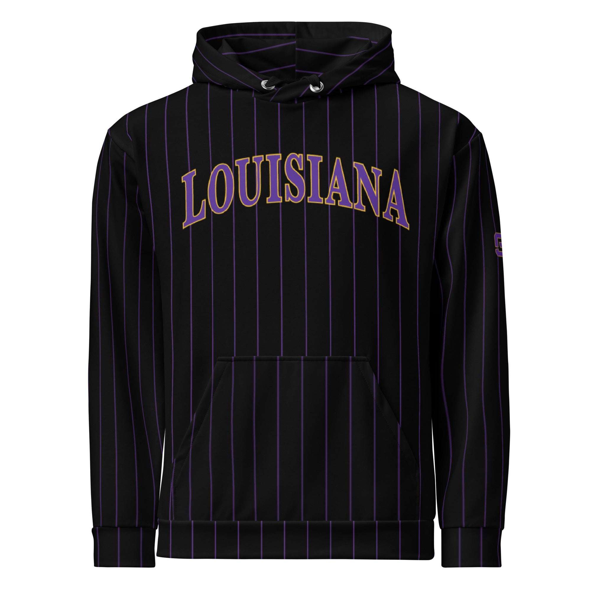 Louisiana Pinstripe Cotton Hoodie - Black | Gameday Stripes