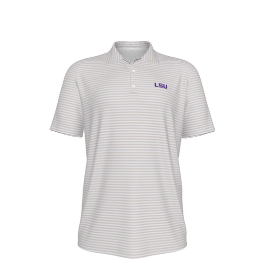 LSU Football Striped Polo - Cream