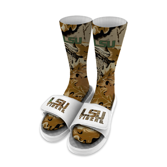LSU Tigers RealTree Camo Sock/Slide Bundle